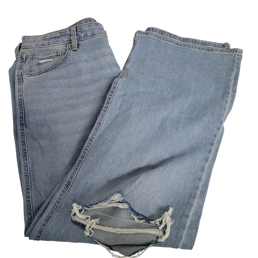 SO‎ Low Rise Baggy Distressed Light Wash Jeans Size 15/32
